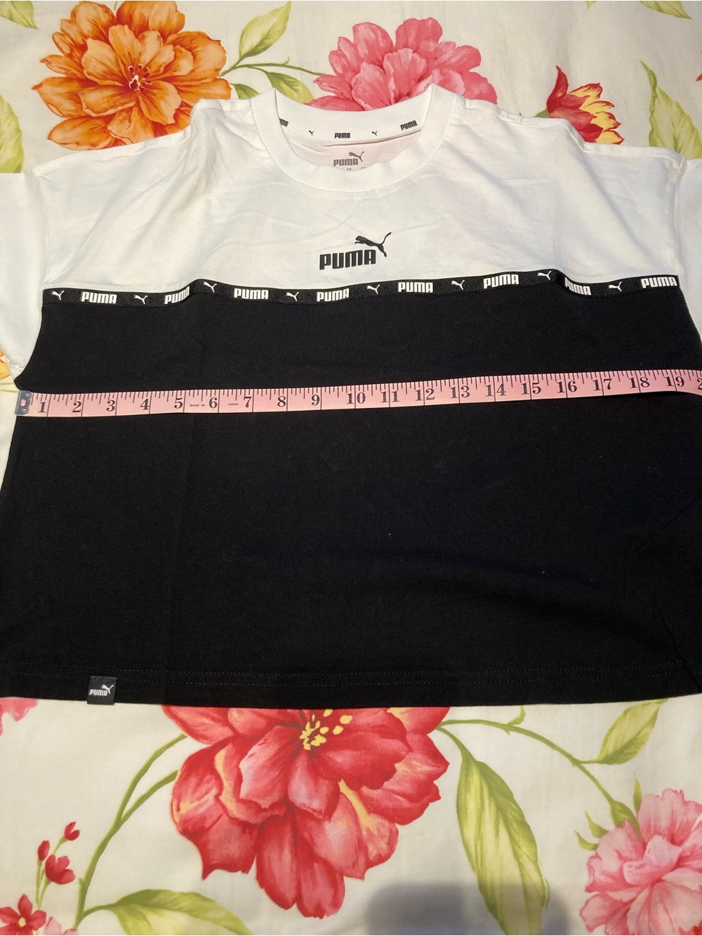Puma White and Black Colorblock Logo Tee - Picture 5 of 8